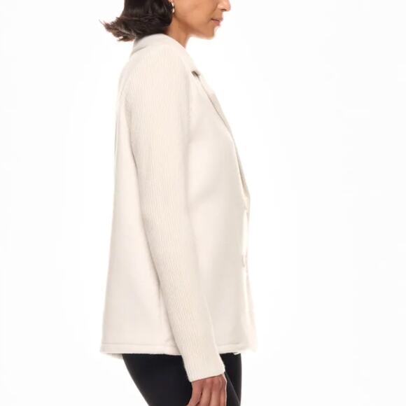 Splendid White Double Breasted Sweater Jacket SMALL Felted Boxy Career Wool $198 - Picture 2 of 10